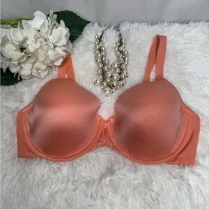 New Barely Breezies Elegant Women's Satin Peach Bra Sz 36D